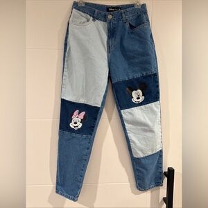 Vintage Disney Women’s Pants Size 30 Peru Minnie And Mickey Blue Jean Colorblock